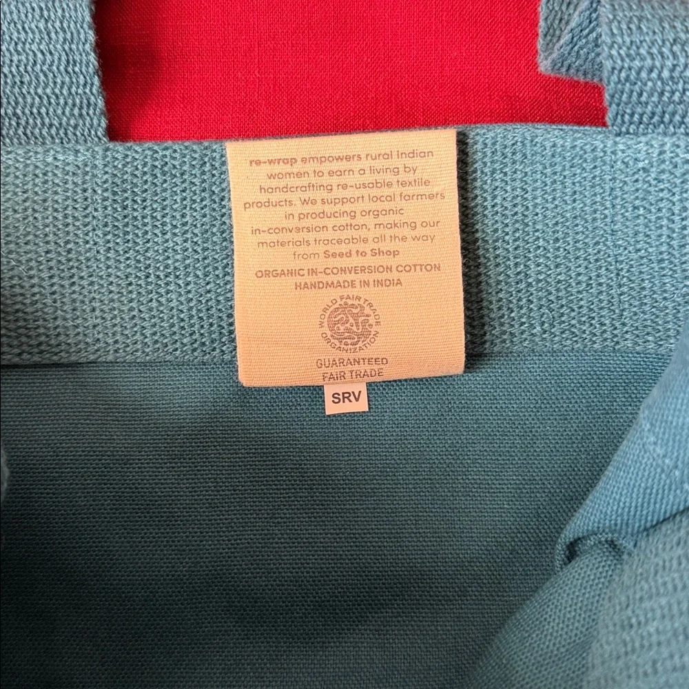 NWT Barnes & Noble Teal Blue and Cream Cotton Tote
